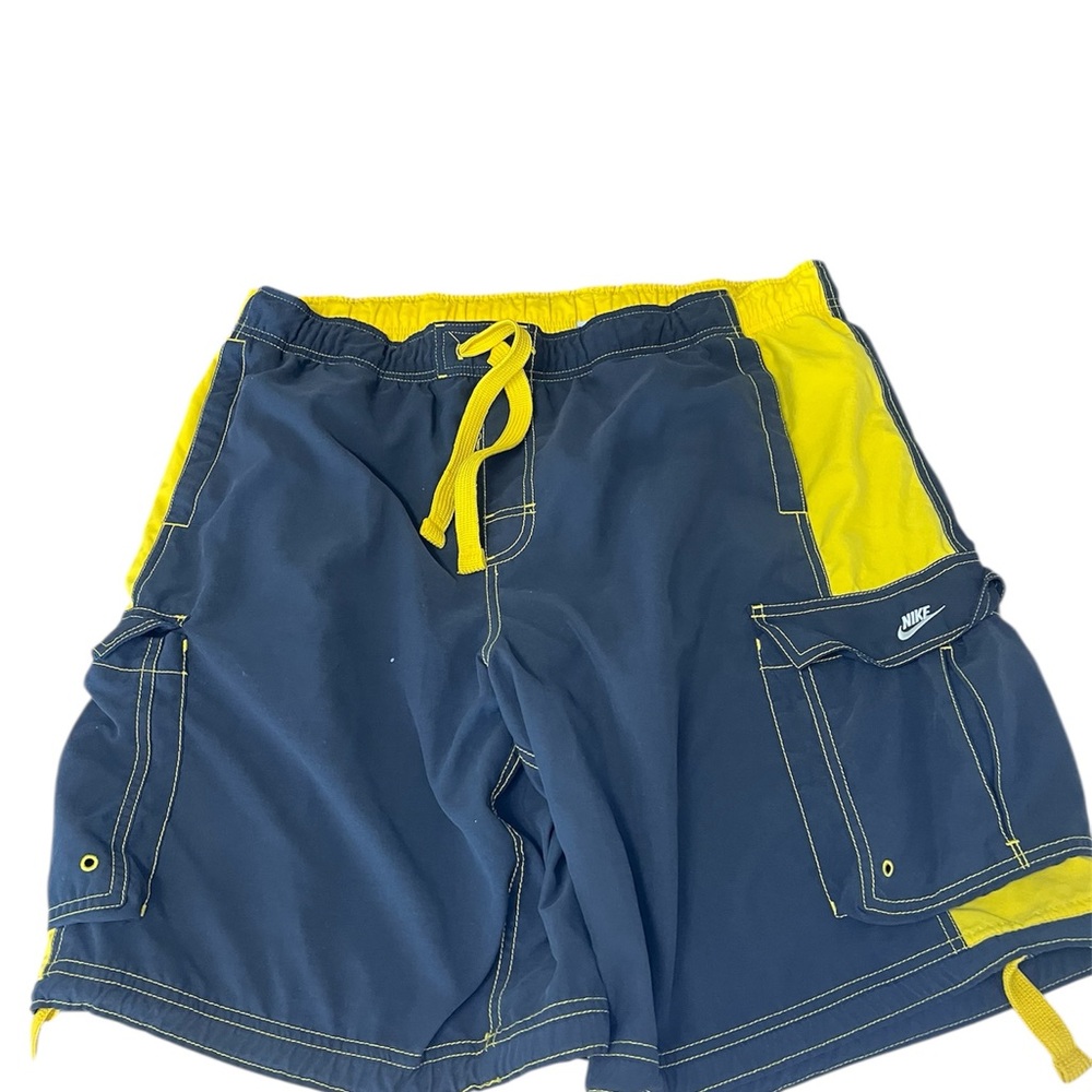 Nike Yellow and Black Elastic Waist swim Shorts